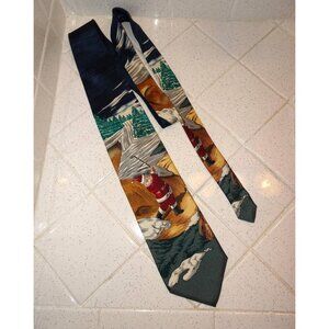 417 Van Heusen Santa Golfing Silk Neck Tie Christmas Men's formalwear golf